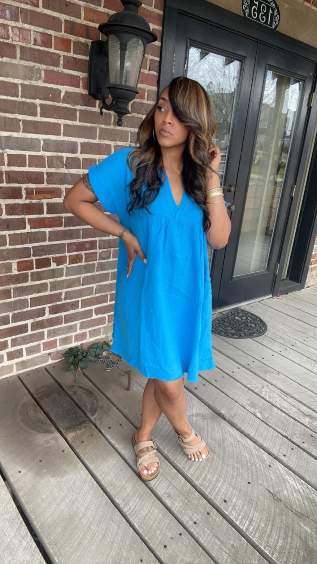 Deep sky Raw Edge Dress