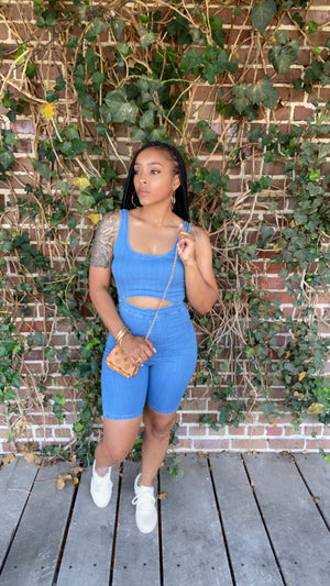 Denim Girl Split Romper