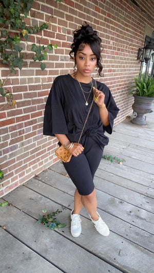 Plus Size Basic Oversize Chill Set( Black)