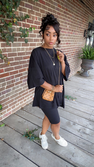Plus Size Basic Oversize Chill Set( Black)