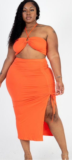 Plus size cross cross halter top set